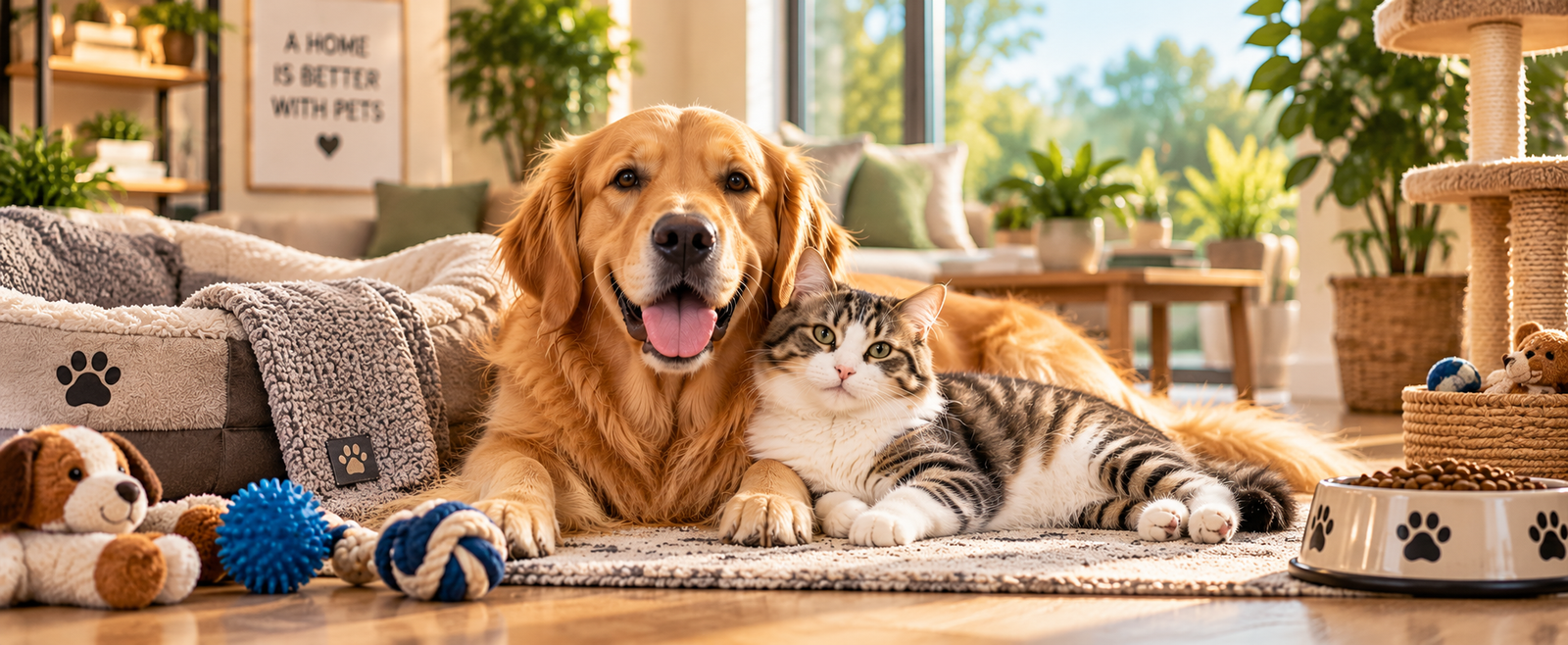 Happy dog and cat lifestyle